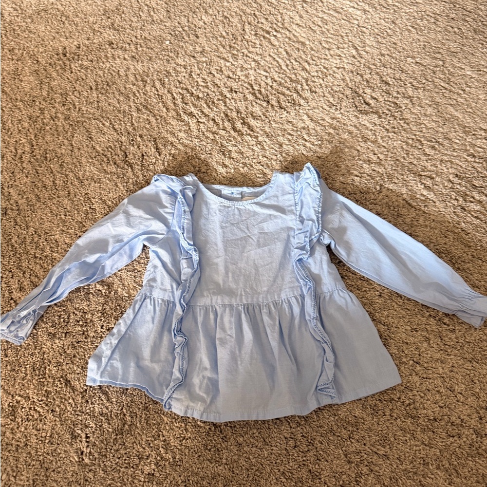 Zara Light Blue Ruffled Kids Top